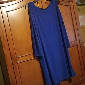 Blue cold shoulder dress